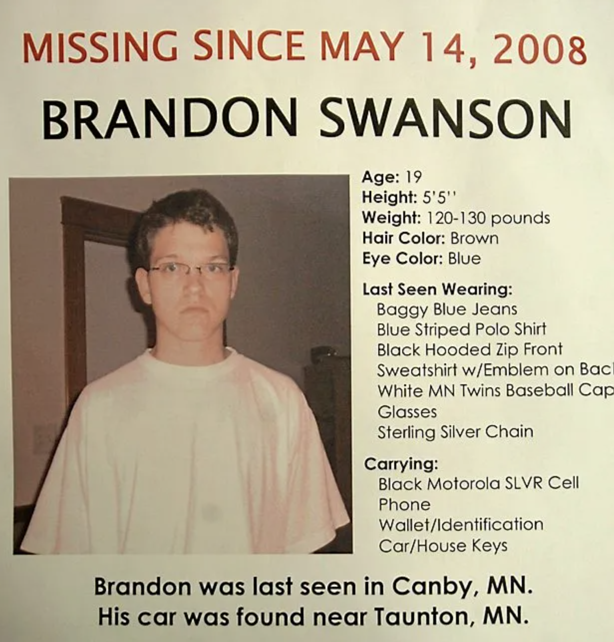 brandon swanson - Missing Since Brandon Swanson Age 19 Height 5'5